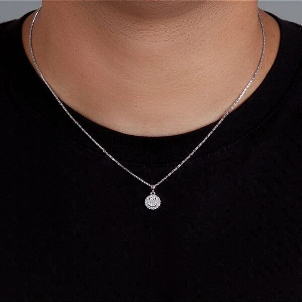 Gargantilha NJ + pingente smile banhado a ouro branco