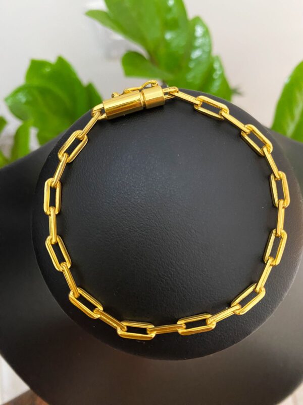 Pulseira CADEADO ALONGADO 6mm Banhada a Ouro 18K