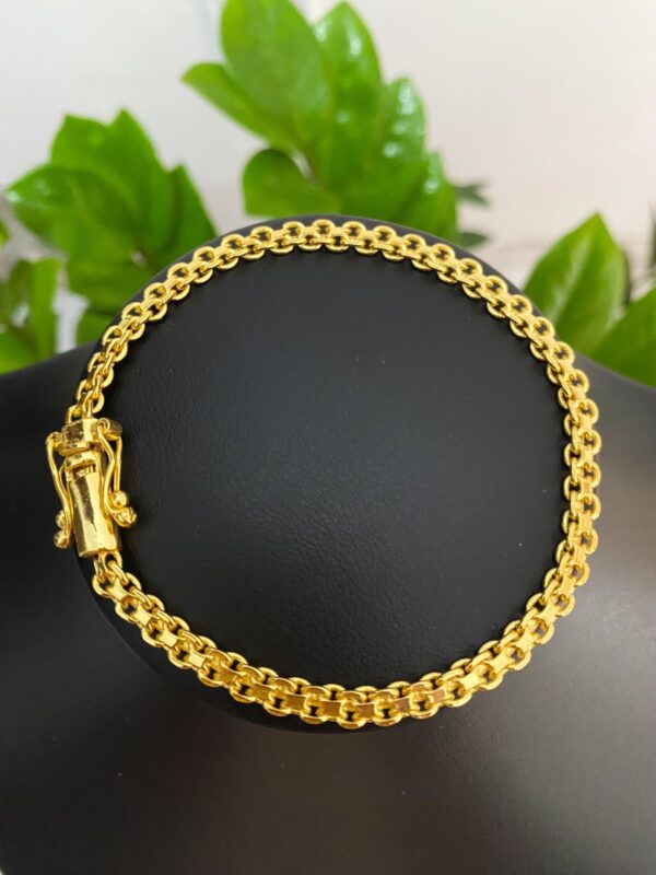 Pulseira Cadeado Duplo 5mm Banhada a Ouro 18K