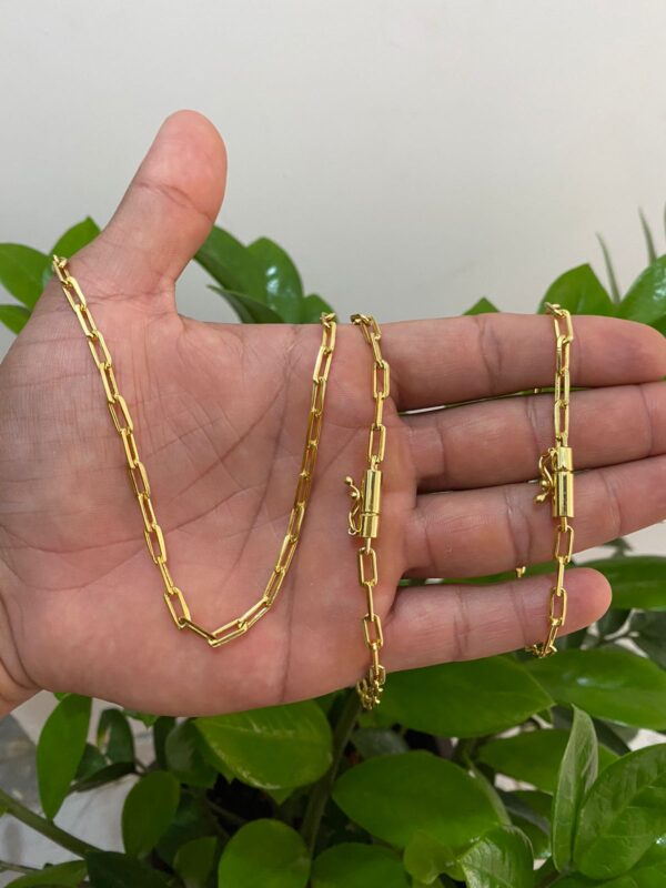 Kit Cadeado Alongado 6mm Banhado a Ouro 18K