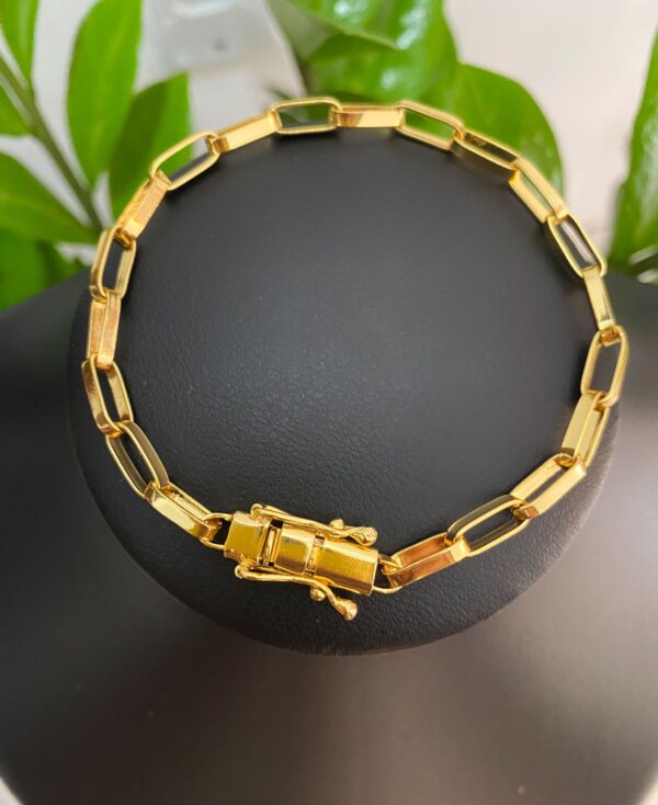Pulseira CADEADO ALONGADO 6mm Banhada a Ouro 18K
