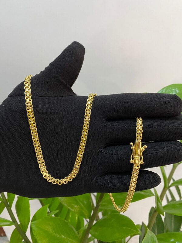 Corrente Cadeado Duplo Banhada a Ouro 18K