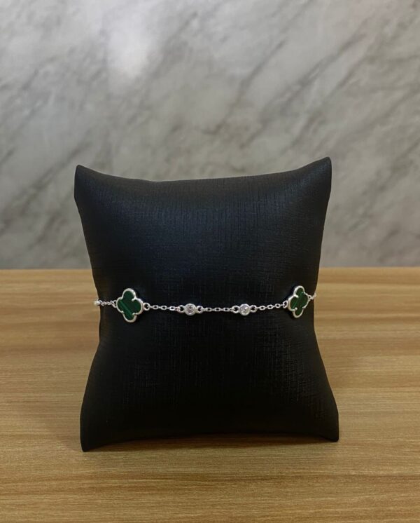 Pulseira Trevo com Ponto de Luz Prata 925