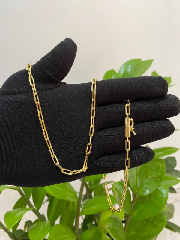 Corrente CADEADO ALONGADO 6mm Banhada a Ouro 18K
