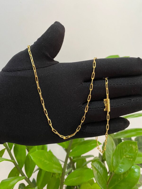 Corrente CADEADO ALONGADO 2mm Banhada a Ouro 18K