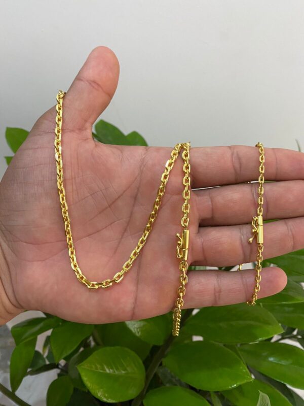 Kit Cadeado 3mm Banhado a Ouro 18K