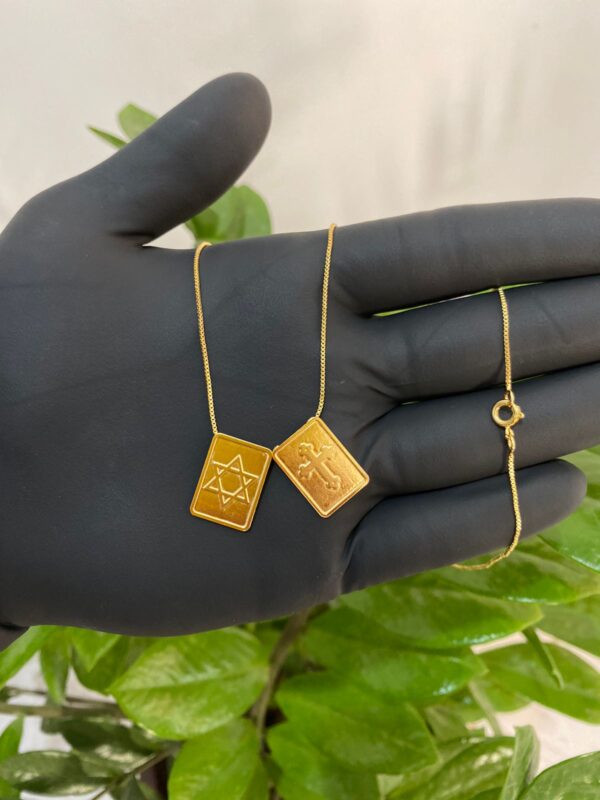Escapulário 2 em 1 veneziano banhado a ouro 18k