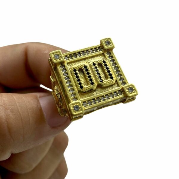 Anel 00 cravejado banhado a ouro 18K