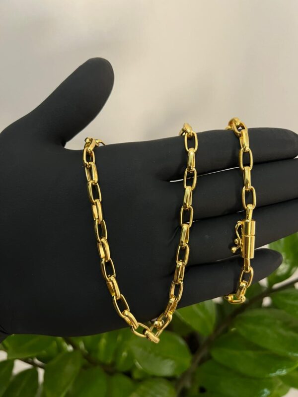 Corrente meia cana 6MM 60cm banhado a ouro 18k