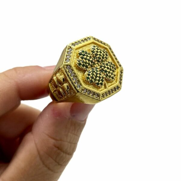 Anel trevo banhado a ouro 18K